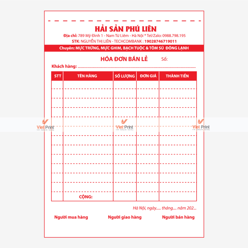 Mẫu Hóa Đơn